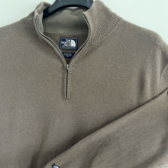 🌲 The North Face Olive Green Wool Blend Quarter-Zip Sweater XL - Picture 1 of 14